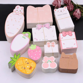 Popular pink Paper Cute Strawberry Cherry Bowknots Printing Paper Card to Display Pack Hair Clips Hair Ties Hair Accessories
