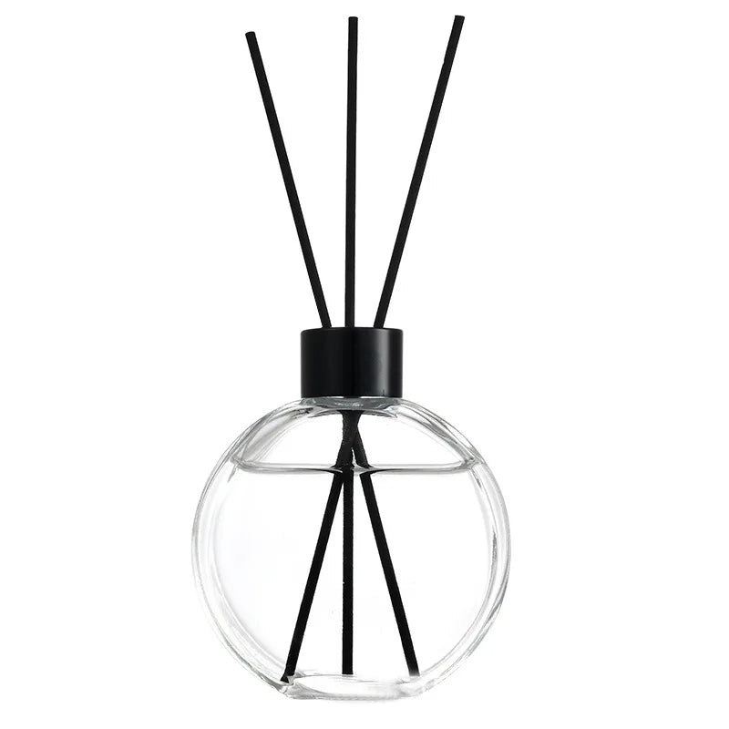 Customized 50ml 100ml 150ml 200ml Flat Round Glass Perfume Bottle Aroma  Glass Bottle with Screw Cap/cork