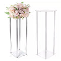 Transparent Tall Wedding Table Decorations Square Flower Stand Clear Acrylic Centerpieces