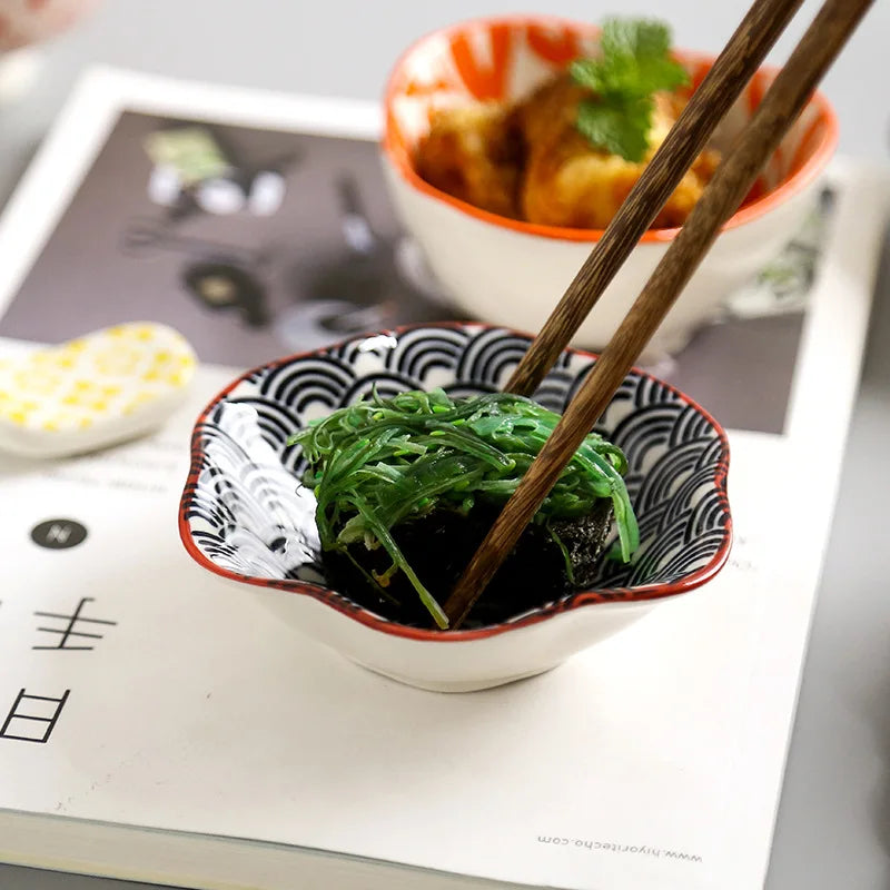Various Color Eco-Friendly Ceramic Pottery Dish Small Irregular Soy Sauce Dipping Condiment Plate MOQ 20pcs