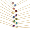 SP Wholesale Zircon Crystal Pendant Necklace Jewelry 14K Gold Plated Stainless Steel Birth Stone Necklace for Women
