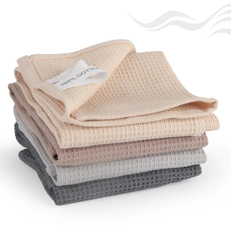 Non-Scratch Cotton Dish Rag Multipurpose Thick & Durable Quick Drying Soft Cotton Waffle Weave Kitchen Towel Dish Cleaning Cloth