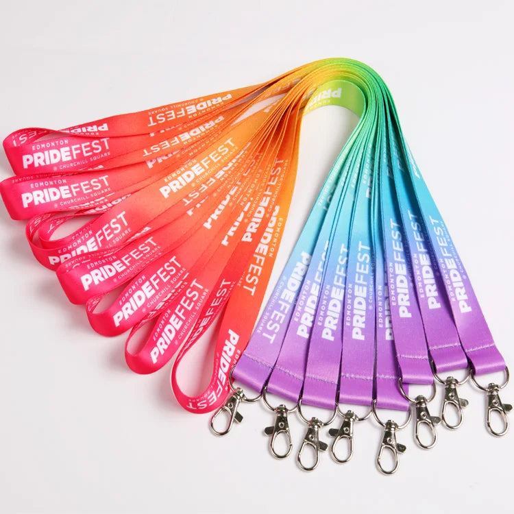Fashion Print Design Durable Double Sided Fabric Polyester Lanyard for ID Badge Keychain With Lobster Claw Swivel Clasp