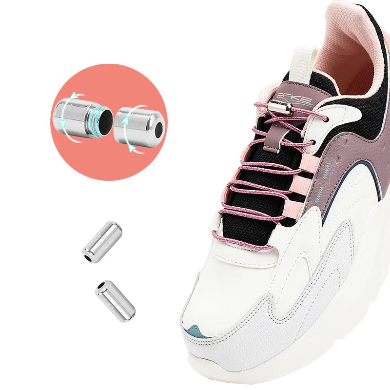 Elastic No-Tie Polyester Shoelaces for Children & Adults-Quick Easy Lock 12 Colors Sports Sneakers Shoelaces