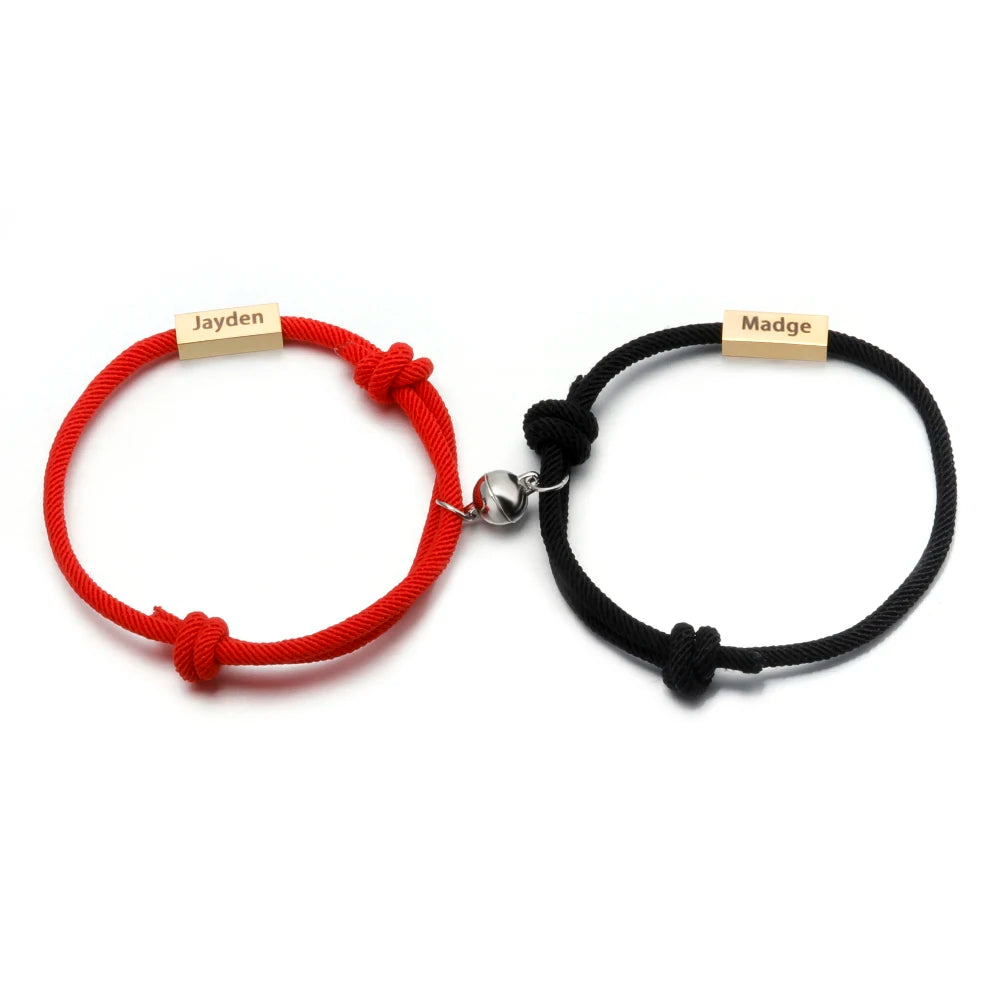 Red Rope Braided Jayden and Madge Couple Bracelet Custom Magnetic Bracelet