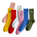 Wholesale Funny Cherry Avocado Fruit Logo Embroidered Socks Fashion Casual Basic Cotton Pile Socks for Women