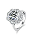 Silver 925 Original  4 Carat Emerald Cut Pass Diamond Test D Color Rectangle Moissanite Wedding Ring with GRA Certificate