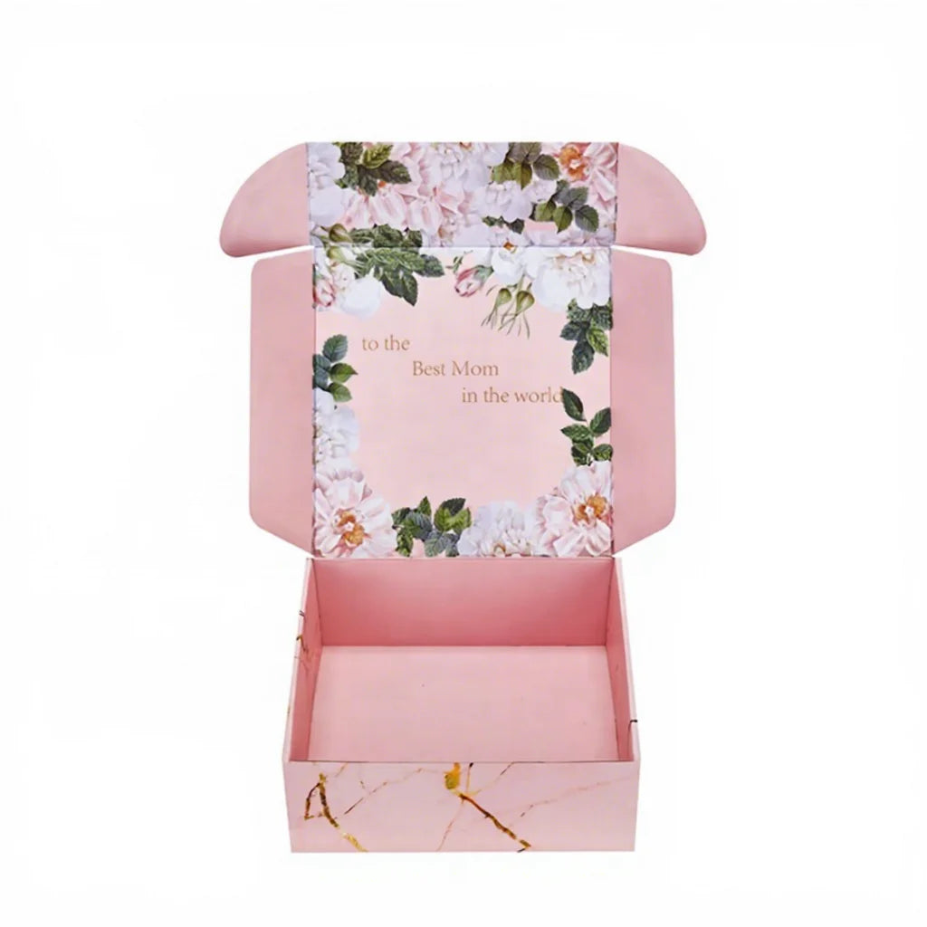 Private Custom Logo Clothes Shoes Packaging E Flute Corrugated Shipping Empty Cardboard Cartons Pink Mailer Box