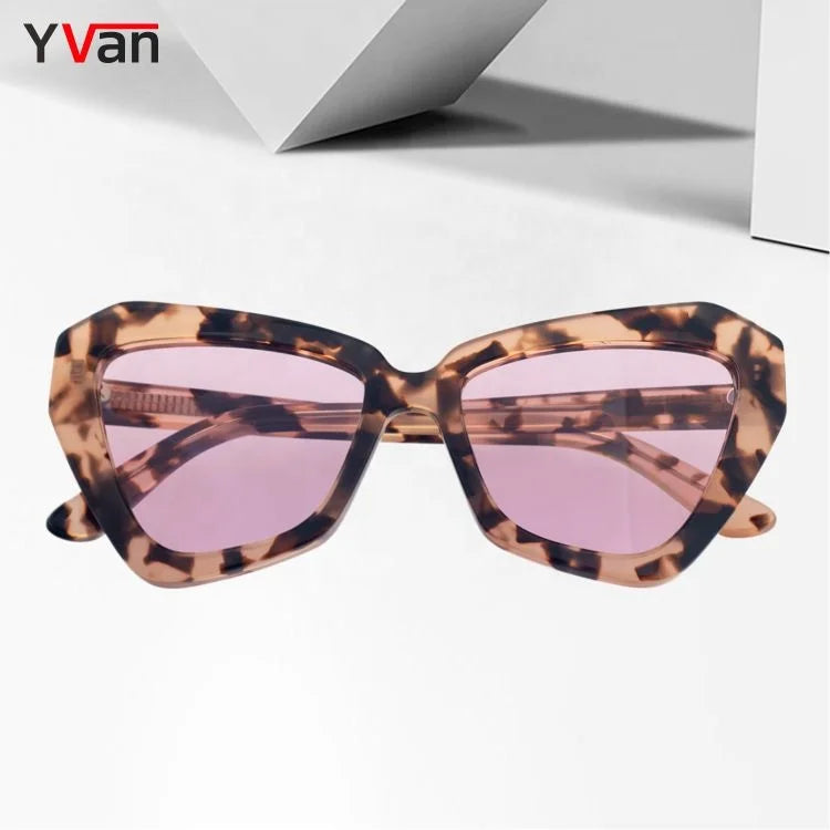 Oversized Vintage Sunglasses for Women Green Frame Pink Polarized TAC Lenses High Quality Acetate Material Butterfly Wing Design
