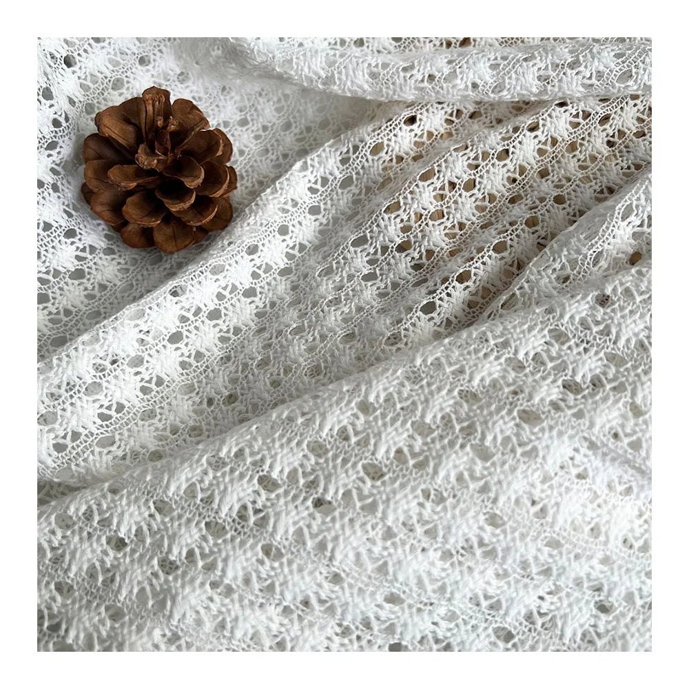 Oem Golden Supplier Lace Crochet Fabric Cotton Polyester Netted Crochet Cardigan Lace Fabric for Skirt
