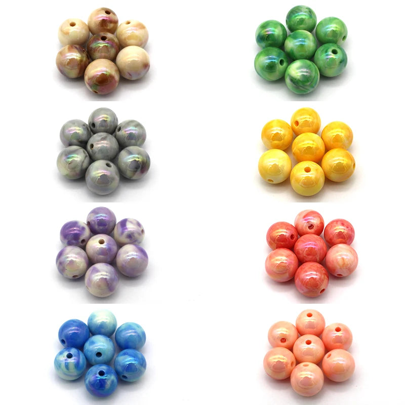 16mm 20pcs/bag Smooth Solid Color Acrylic Round Beads  Round Through Hole Beads for DIY Necklace Bracelets Decor Accessories
