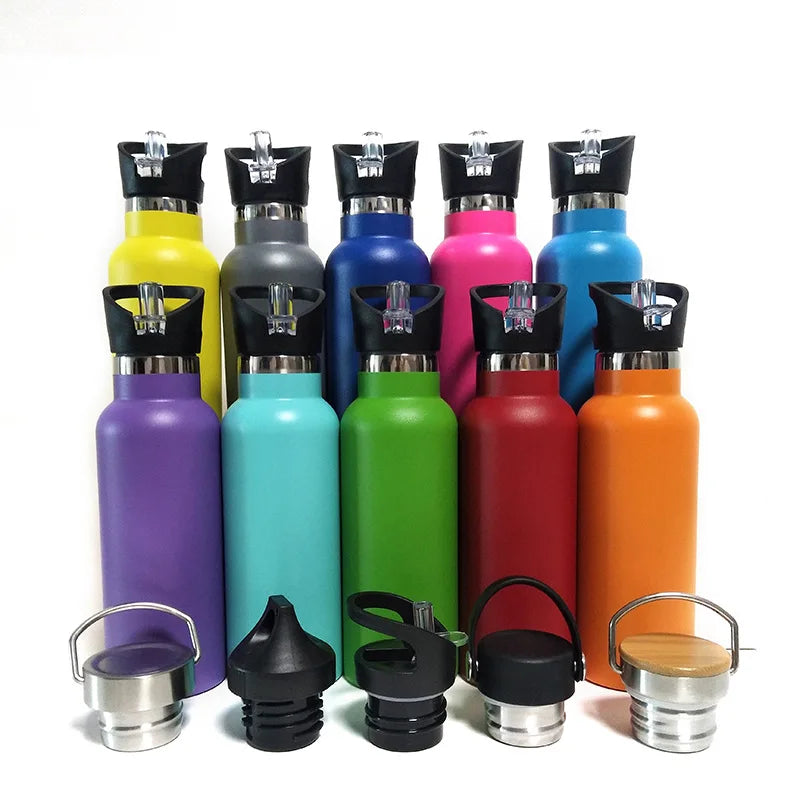 Stocked 12oz 17oz 20oz 25oz Double Wall Stainless Steel Water Bottle with Straw and Handle Sport Bottle for Outdoor Insulated