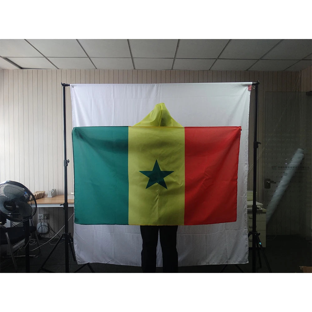 3x5ft  Football Match Custom Logo Cheering Fan Cape Body Flag Senegal National Flag Cloak