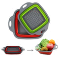 Hot Sale Silicone Foldable Filter Strainer Square Collapsible Colander Kitchen Plastic Fruit Vegetable Washing Drain Basket