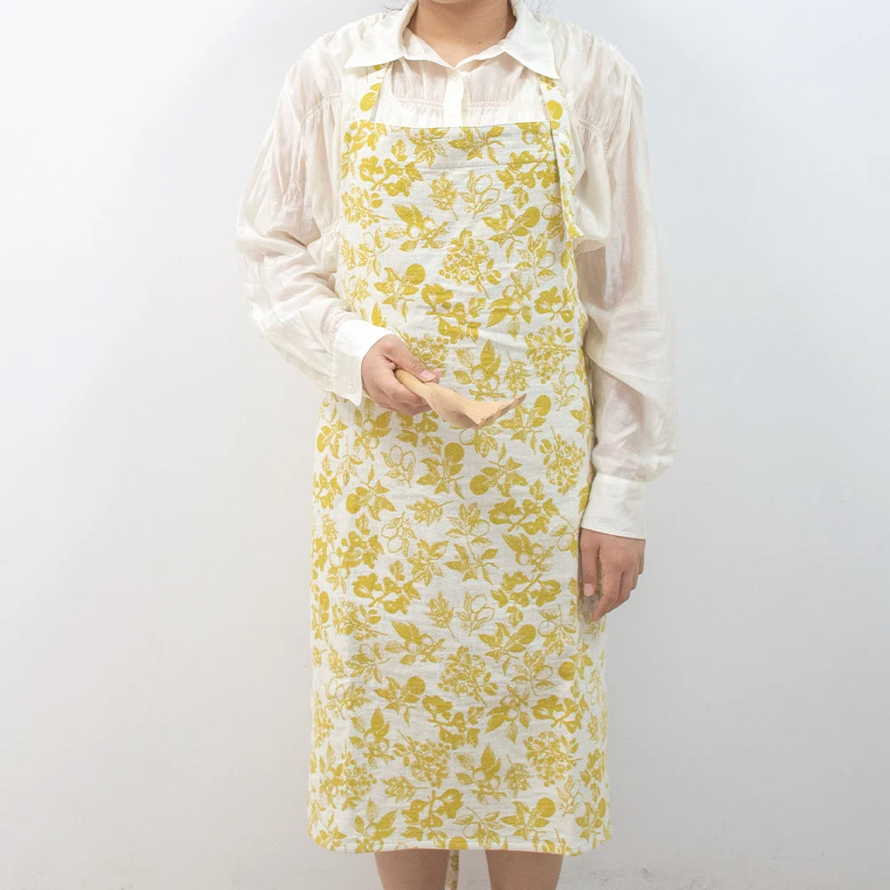 Custom logo Printed Adjustable Reusable Oeko Kitchen Embroidered Floral 100% Linen Pure Linen Aprons