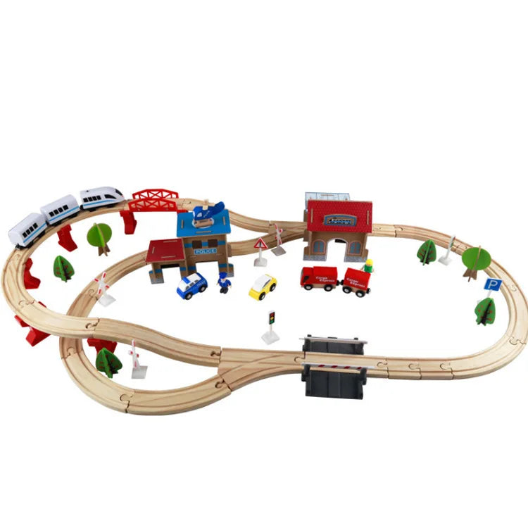 New Arrival Children's Wooden 88 PCS Train Track Game Educational Railway Tracking Toys for Kids