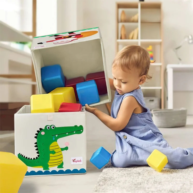Cube Cartoon Folding Clothes Storage Oxford Fabric Cute Organizer Box Kids Toys Organizer Storage Boxes