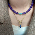 Natural Amethyst Stone Necklace Choker for Women Lapis Lazuli Pendent Fashion Jewelry Healing Energy Stone Statement Jewelry