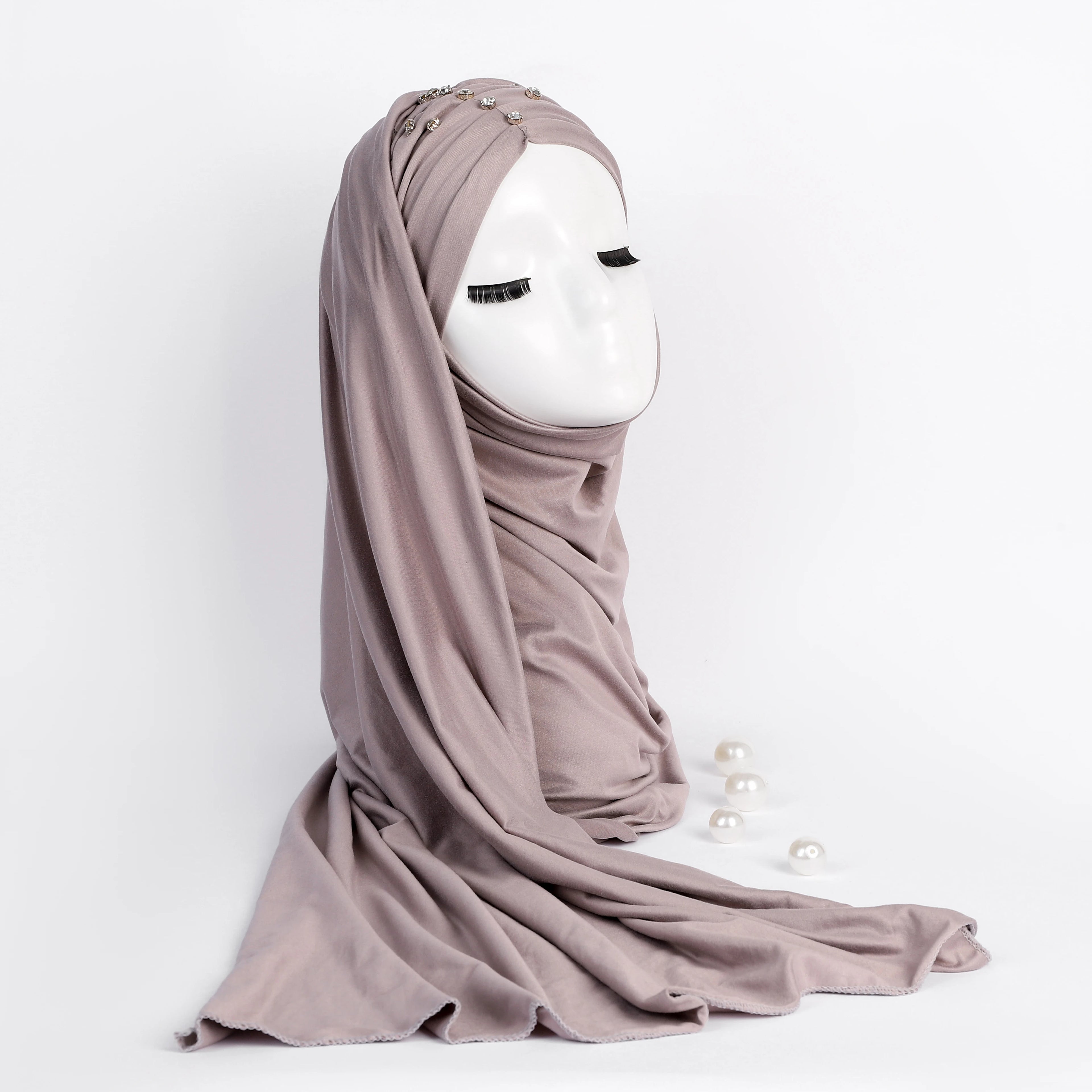 Muslim Scarf Women Medina Silk Magnetic Instant Pearl Solid Color square Sequin Jersey Hijab Chiffon Sport Accessories Kleid