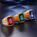Wholesale Fashion Punk Stainless Steel Retro Hip Hop Zircon Charm Bead Finger Ring Jewelry for Men