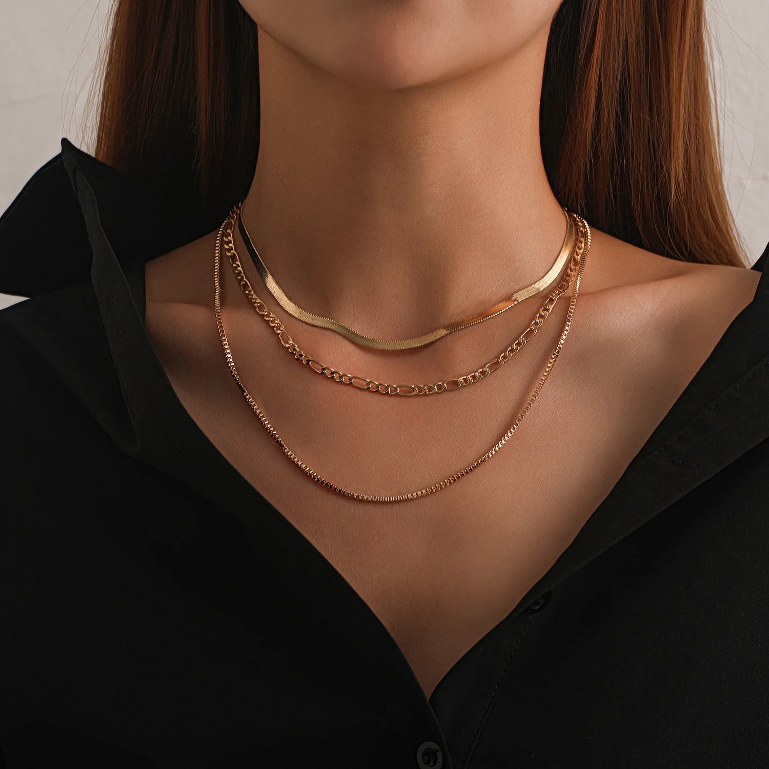 Hip Hop Geometric Exaggerated Multi-layer Necklace for Women Fashion Punk Trendy Short Choker Necklace