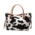 Customizable 100 Pcs Women Suede Brown Cowhide Bag Wholesale Large Black White Cow Weekend Tote Short Fur Animal Fashion Duffel