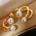18K Gold Plated Stud Earrings with AAAA Grade White Freshwater Pearl Bread Shape Trendy Design for Women