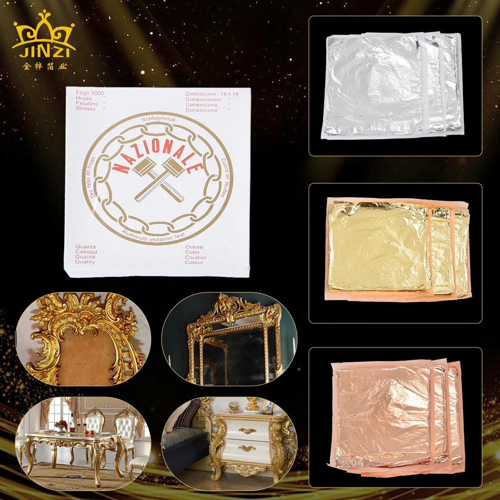 Best Price High Quality 16 *16 Cm Italian Imitation Gold Leaf Sheets Foil Paper for Art Furniture Decoration