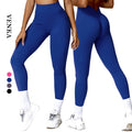 Women Sweatpants Deep V Back Design Butt Lift Gym Fitness Tights Pants High Waist Quick-Dry Yoga Workout Leggings With Pockets