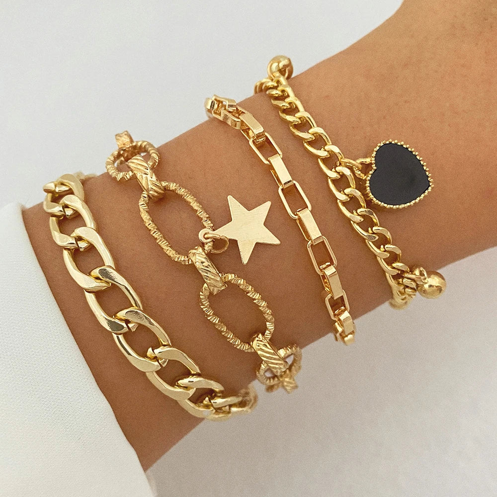New Fashion Women Jewelry Set Crystal Daisy Alloy Gold Plated Flower Bracelets Set