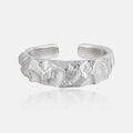 FUAMAY Fashion 925 Sterling Silver Open Adjustable Ring Plain Hammered Finger Ring for Unisex