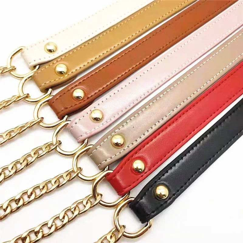 For L1-10 120cm Classic PU Leather Handbag Shoulder Strap Chains Adjustable Durable Bag Accessories
