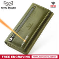 Royal Bagger Long Wallet Purse for Women Genuine Cow Leather RFID Blocking Wallets Card Holder Phone Pocket Purses Female Ladies