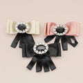 For Jachon Free Shipping Big Size Satin Flower Brooch Clear Cute Silk Ribbon Bowknot with Shiny Crystal for Neck Bow Tie or Gift
