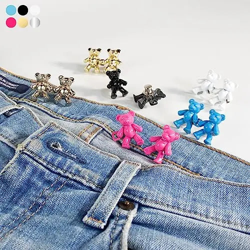 Factory Custom Adjustable Bear Jean Button Pin Detachable Decorative Waist Buckles No Sewing Required Fit Tighten