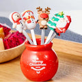 Wholesale Cute Cartoon Animal Food Picks Kitchen Stainless Steel Fruit Forks for Salad Cake Dessert Christmas Forks Food Grade