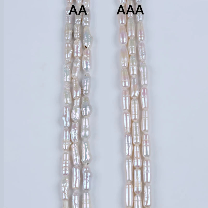 Zhuji Natural AA-AAA Color White Stick Biwa Natural Freshwater Pearl Strands for Sale