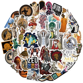 Greek Mythology 50pcs Waterproof Vinyl Decal Stickers for Teen Adult's Laptop & Water Bottle Retro Aesthetics Cartoon Style