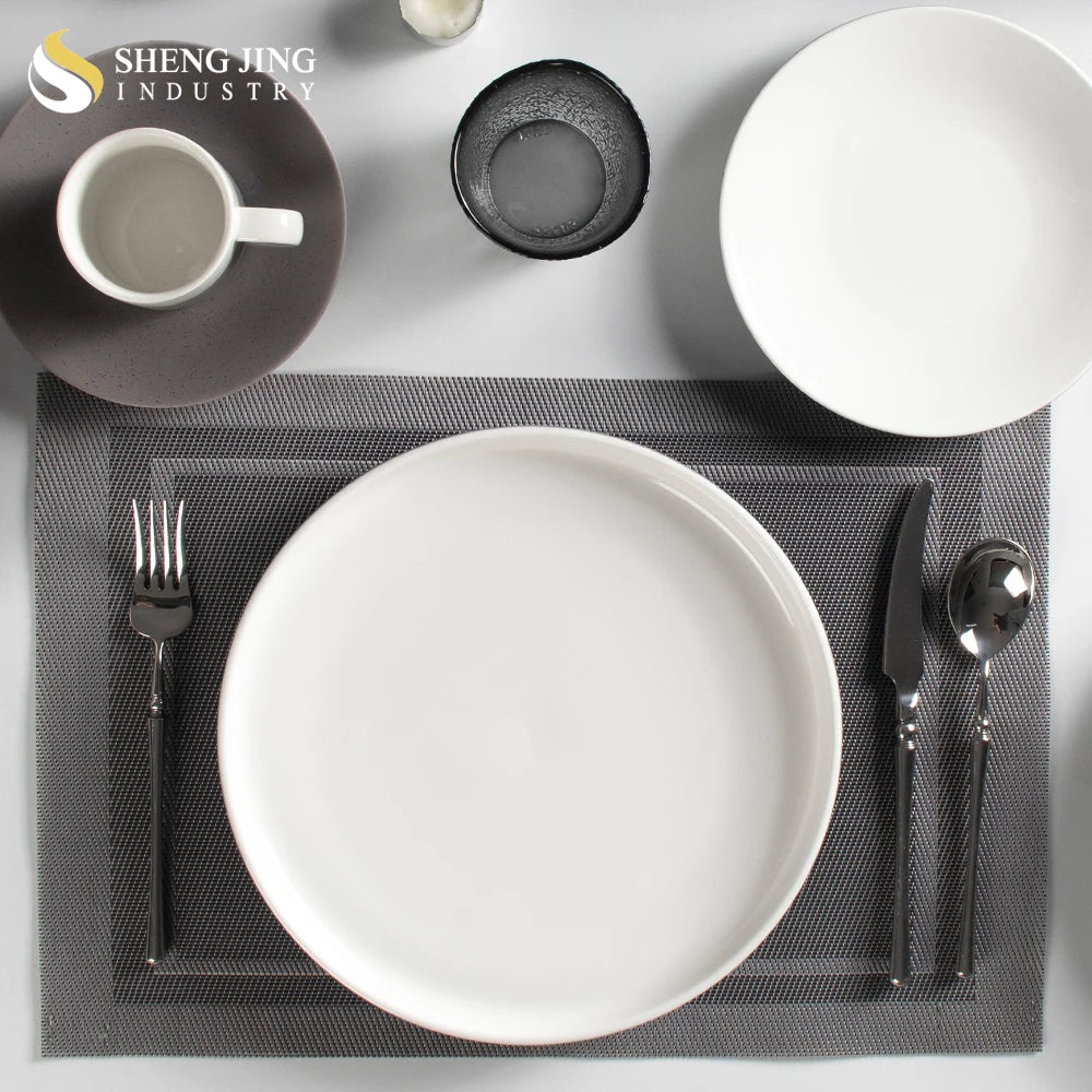 Banquet Reactive Grey Ceramic Dinner Pizza Tableware Set for Restaurant Porcelain Dishes & Plates Sets Dinnerware Retro Platos