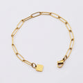 Minimalist Fashion Jewelry Gold Plated Square Pendant Women Chunky Stainless Steel Link Chain Bracelet