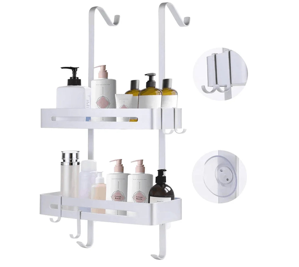 Modern Durable Stainless Steel Corner Wall-Mounted Hanging Shelf Hotel Bathroom Accessory Organizer Drain Holes No Drilling