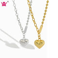 Personalized Heart Polished Charm Pendant Necklace  for Women for Girlfriend Sterling Silver 925 Necklace 19 Inch