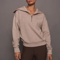 New Arrival Embroidery French Terry 100% Cotton Long Sleeve 280 GSM Pullover 1/4 Zipper Women's Sweatshirts