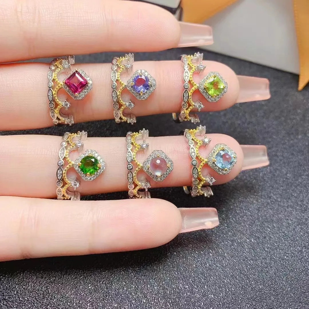 Best Friend 925 Sterling Silver Couple Rings Wholesale Low MOQ with Natural Gemstone Fashion Jewelry at Good Price