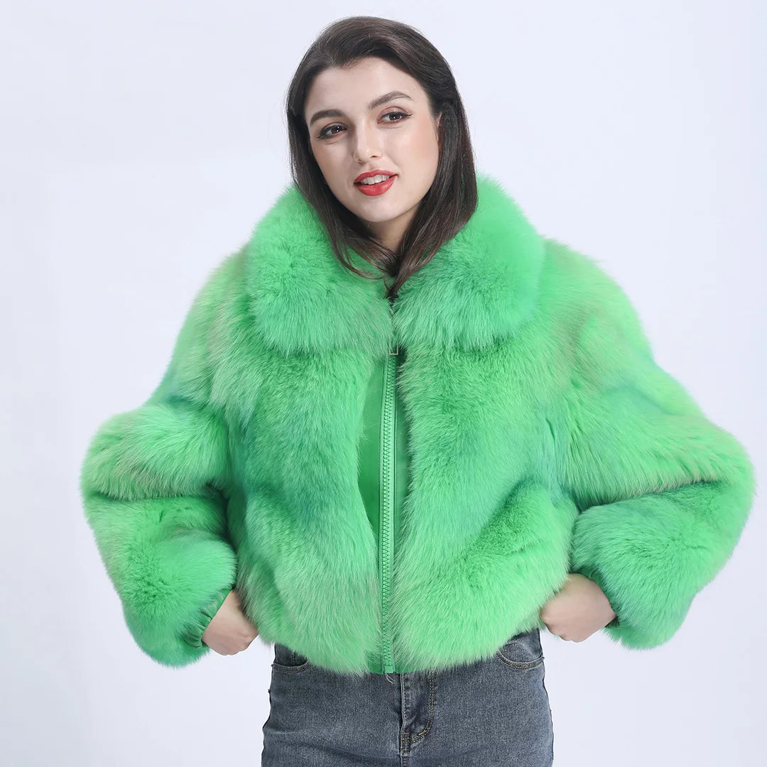 Elegant Customization Full Pelt Fade Color Wholesale Women Oversized Fur Coat Fox