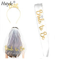 Bride to Be Set 3pcs/pack Bride to Be Sash Headband Tiara Shoulder Length Veil Bachelorette Party Supplies Bridal Shower ST961