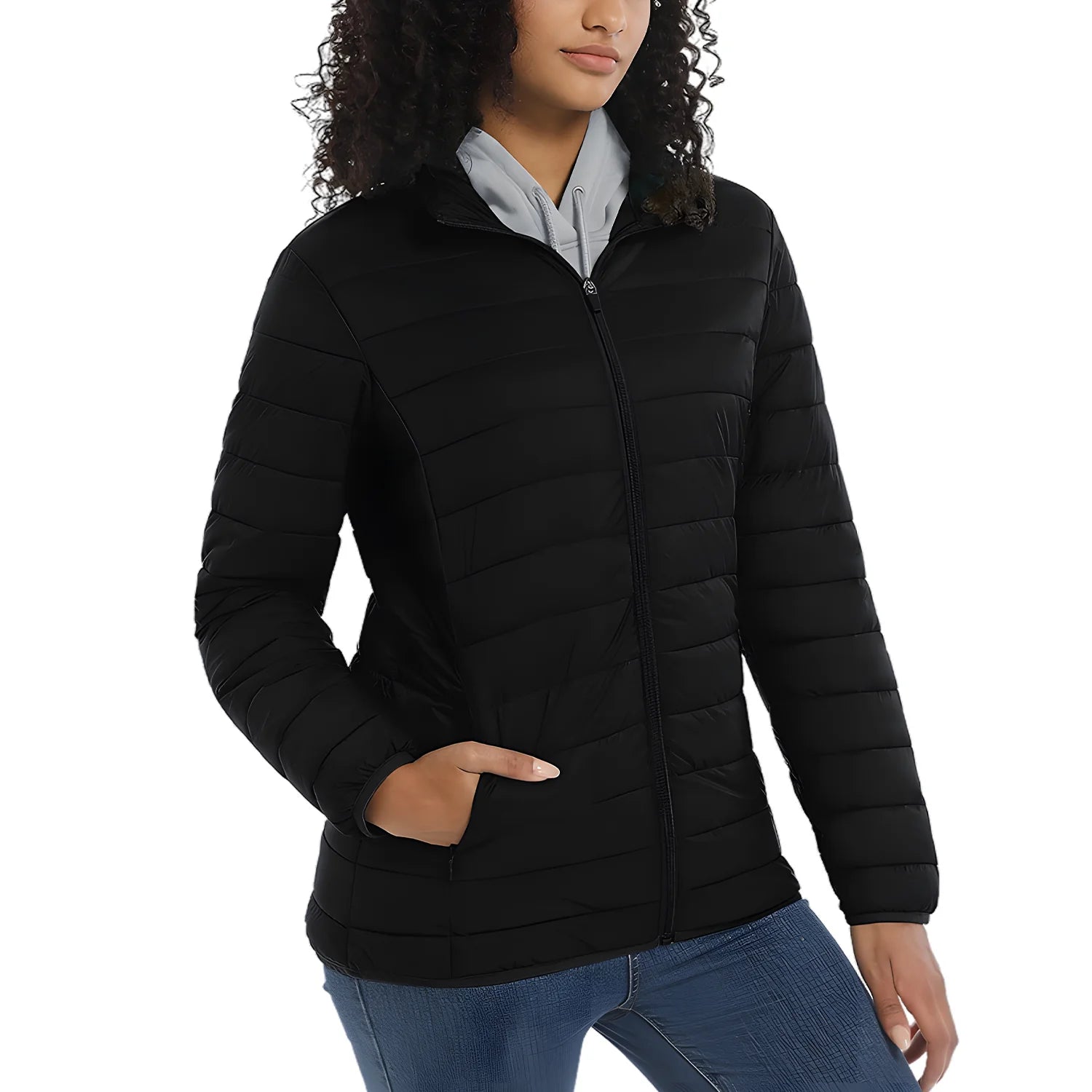 Custom logo Winter Womens Work Black Jacket Woman Zip Long Sleeve Jacket Women Fitness