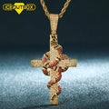 High Quality Gold Plated Animal Pendant Snake Cross Pendant Urban Hiphop Jewelry Men Iced Out Charm