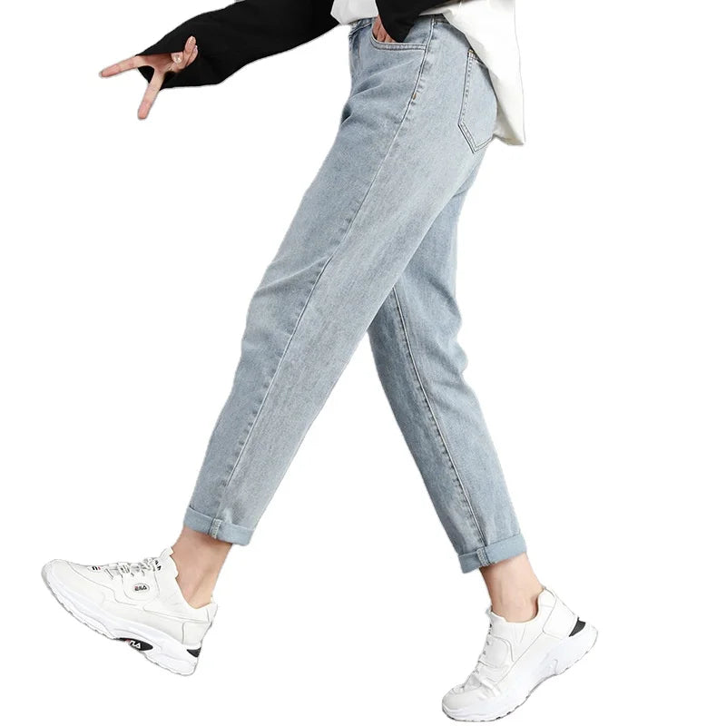 Fashion Plus Size Denim Jeans for Women 2024 High Waist Jeans for Women Casual Denim Women's Straight-Legged Jeans