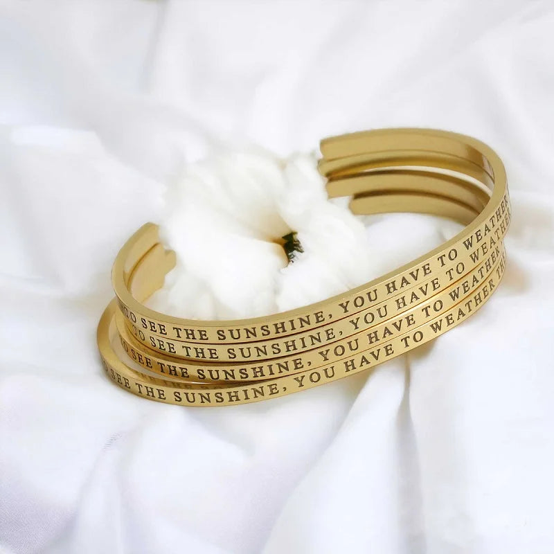3mm Engraved Dainty Vintage Antique Gold Plated 316 Stainless Steel Nickel & Lead Free Trendy Cuff Bracelets for Women